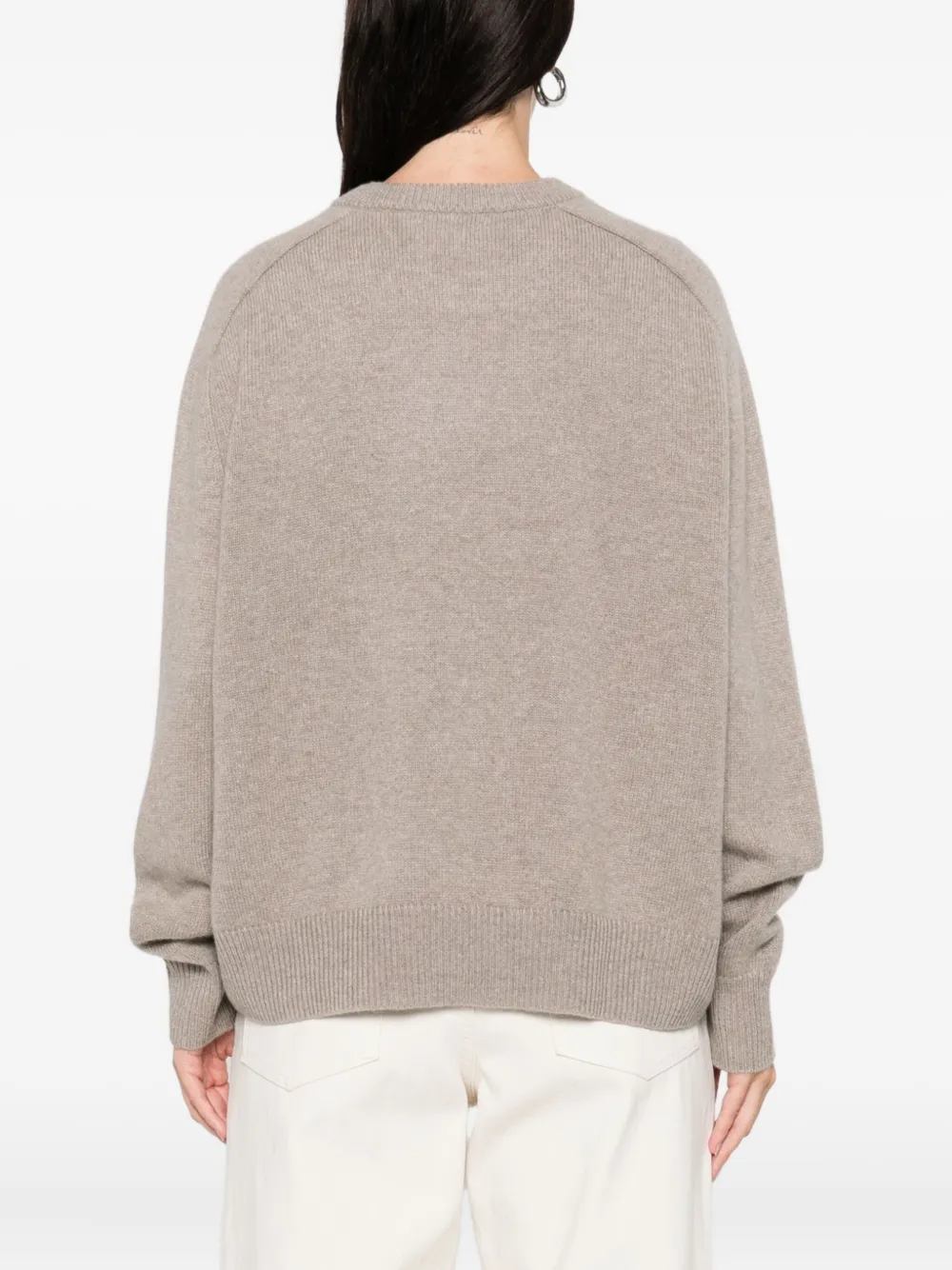Soft Goat Boyfriend Ribbed Crew-neck Knitwear In Gray