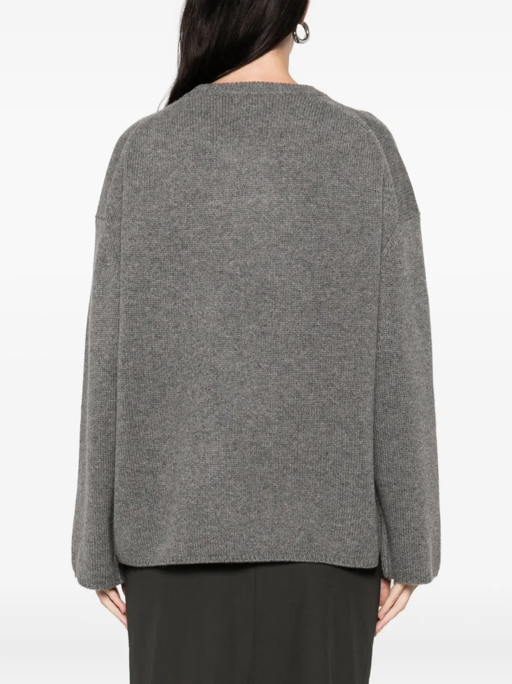 Soft Goat Crew-neck Long-sleeve Knitwear In Gray