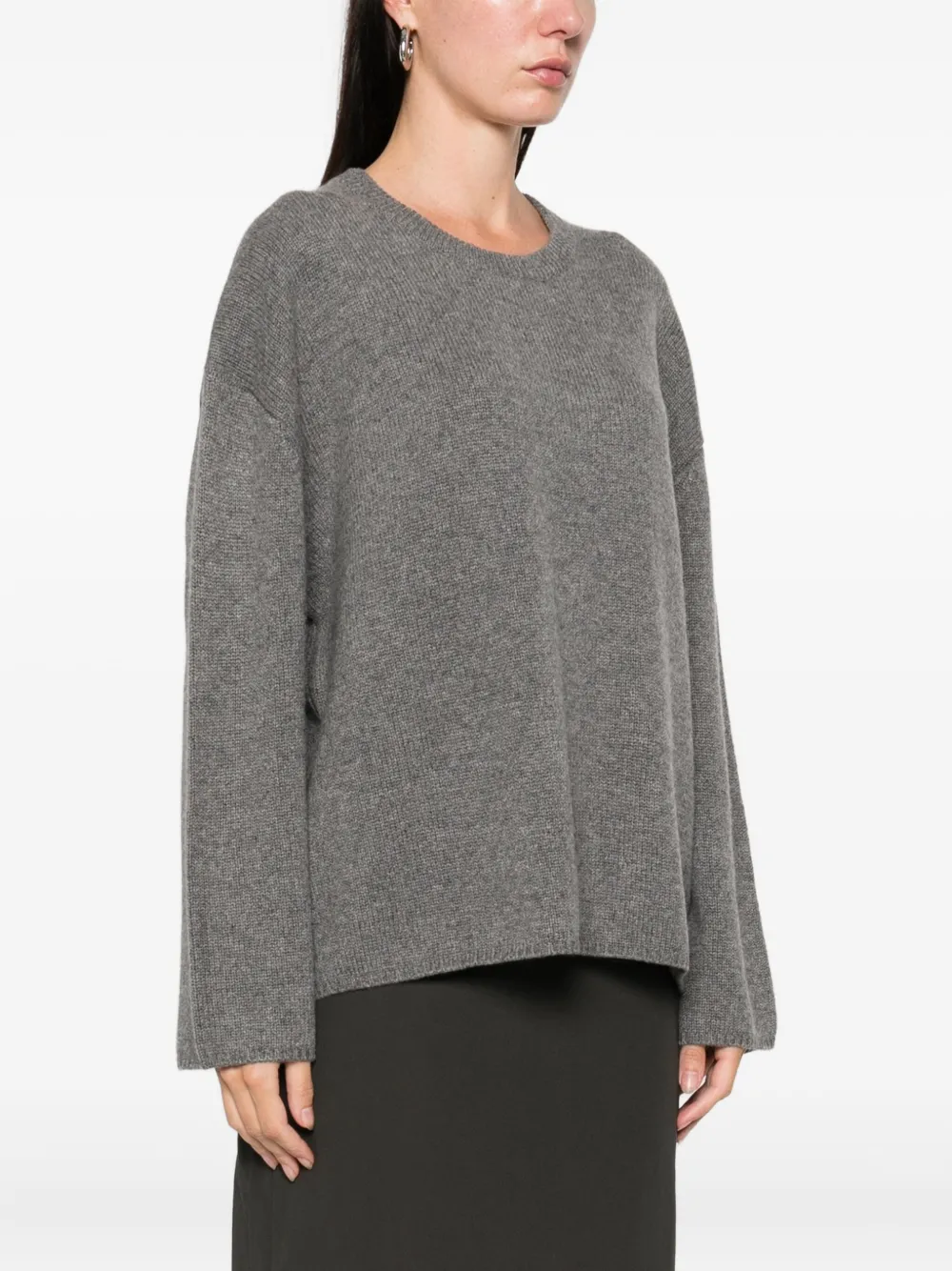 Soft Goat Crew-neck Long-sleeve Knitwear In Gray
