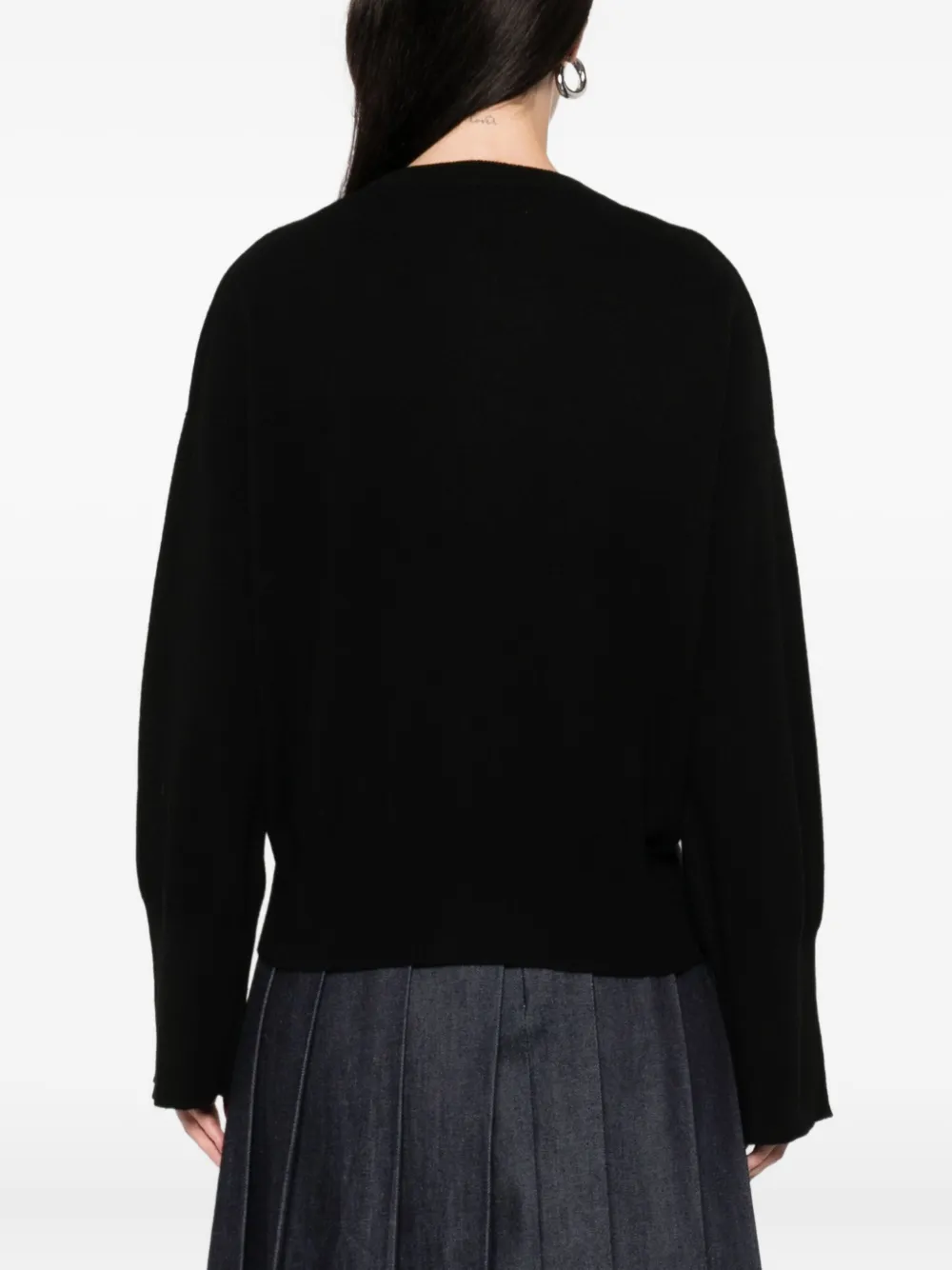 Soft Goat Crew-neck Long-sleeve Knitwear In Black