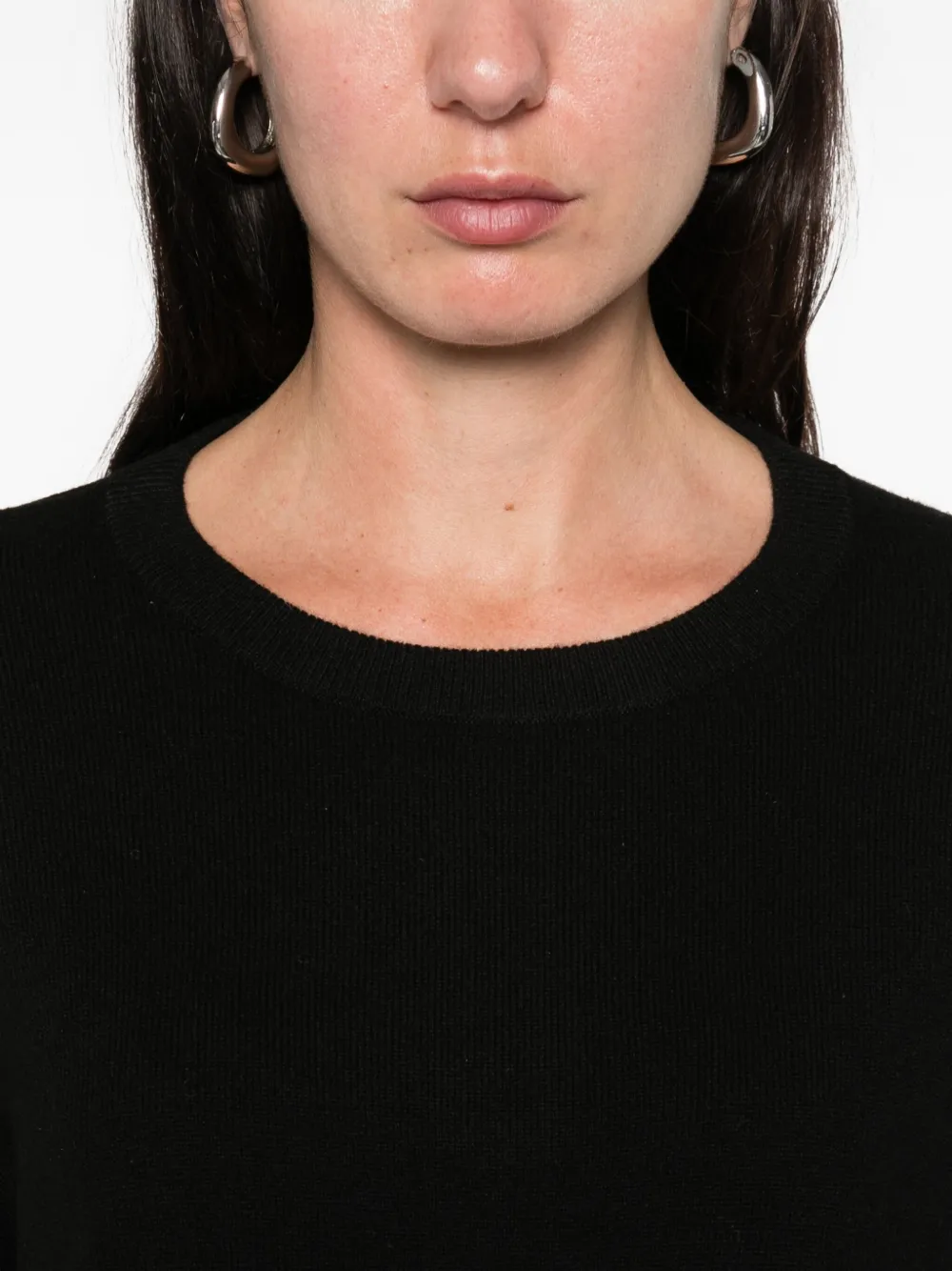 Soft Goat Crew-neck Long-sleeve Knitwear In Black