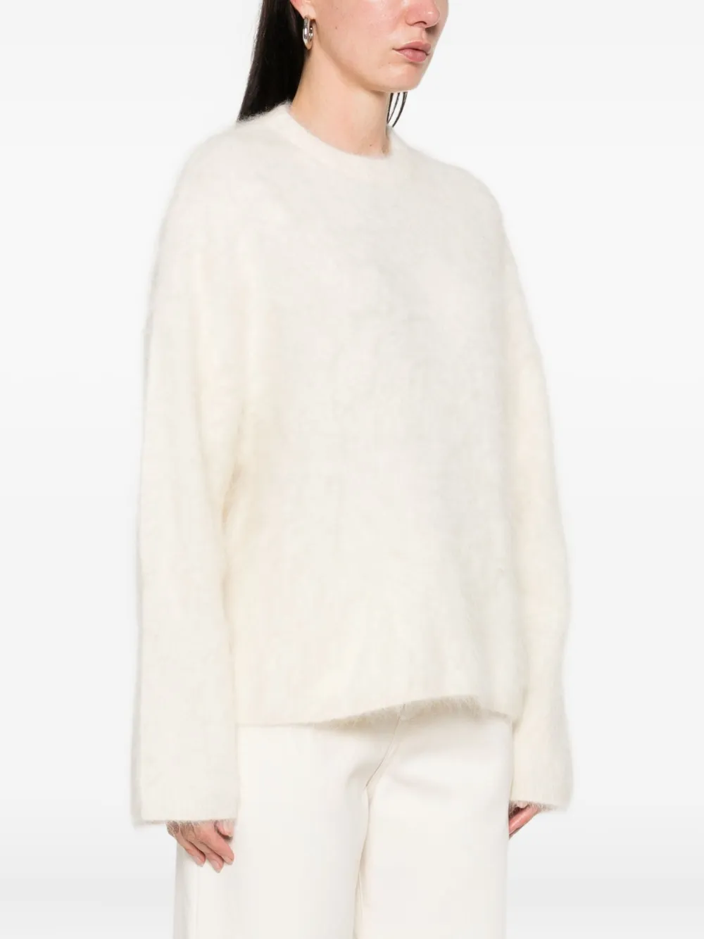 Soft Goat Long-sleeve Crew-neck Knitwear In White
