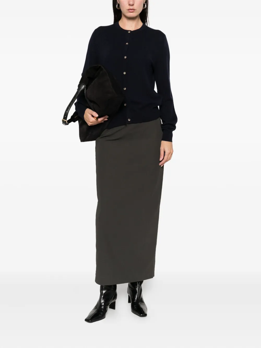 Soft Goat button-fastening cre-neck cardigan | Cardigans | Image 2