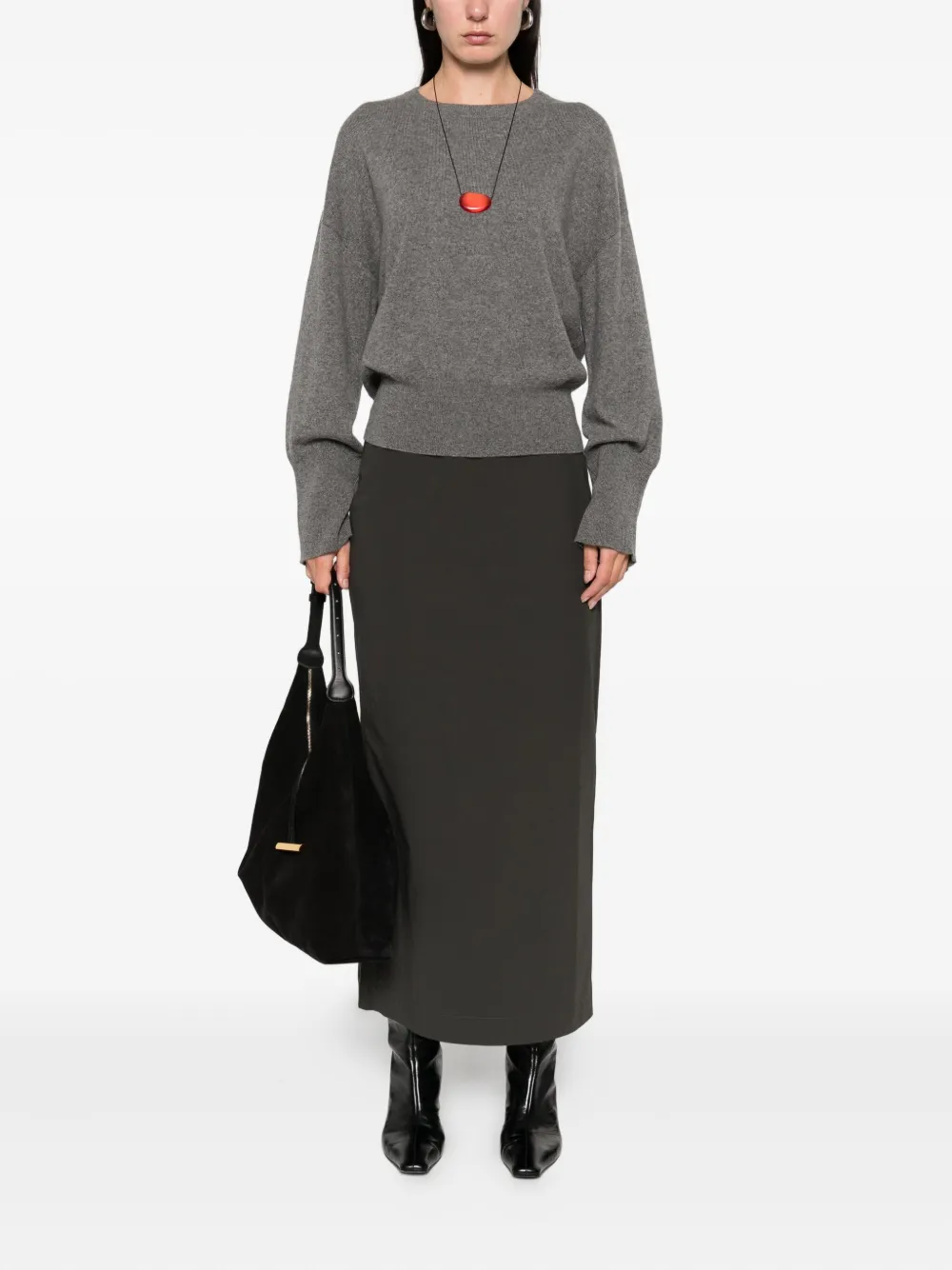 Soft Goat Long-sleeve Cre-neck Knitwear In Gray