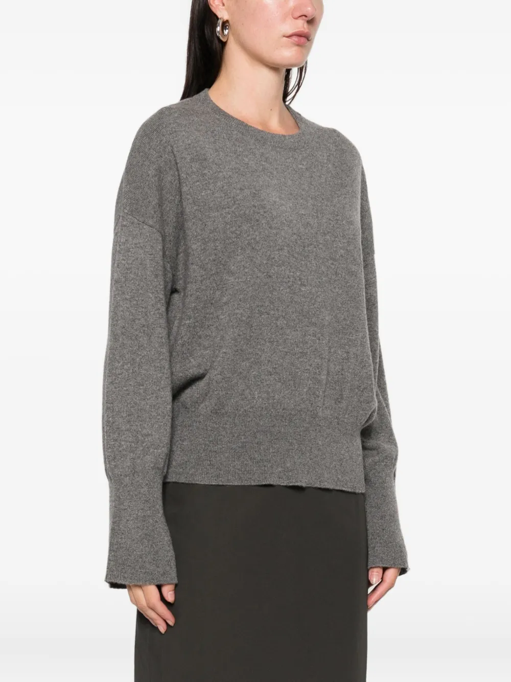 Soft Goat Long-sleeve Cre-neck Knitwear In Gray