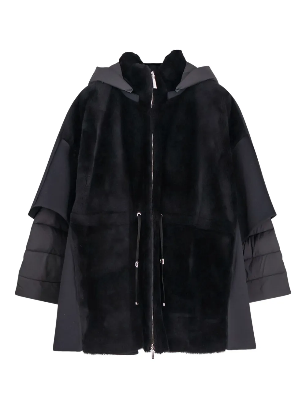 Moorer Raja Shearling Cape In Black