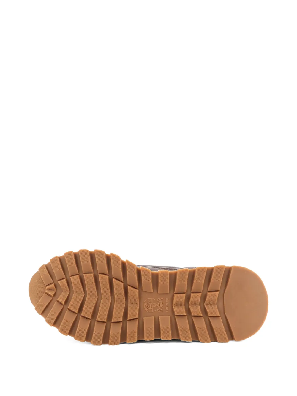 Brunello Cucinelli Leather Low-top Sneakers Contrast Sole In Brown