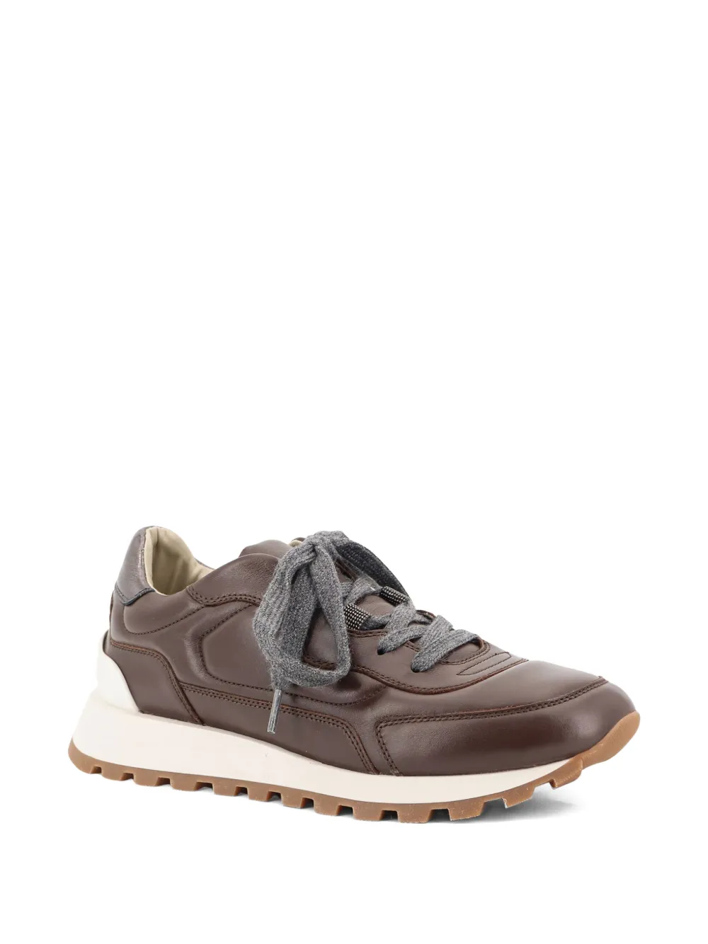 Brunello Cucinelli monile-detail lace-up sneakers - Bruin