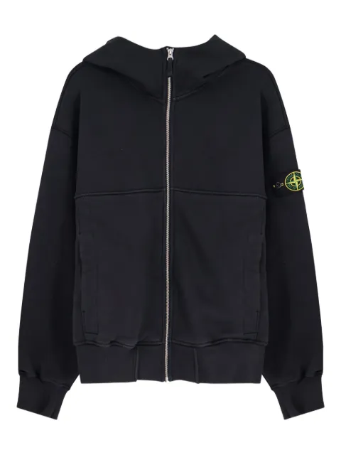 Stone Island logo-patch zip-up hoodie