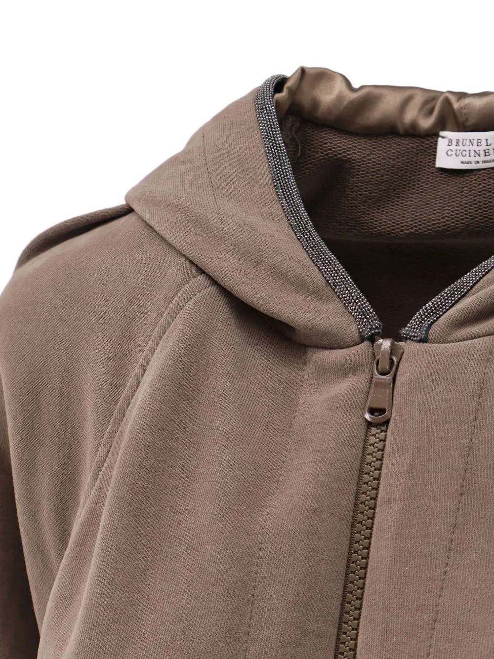 Brunello Cucinelli Women Hooded Cotton Sweatshirt In Brown