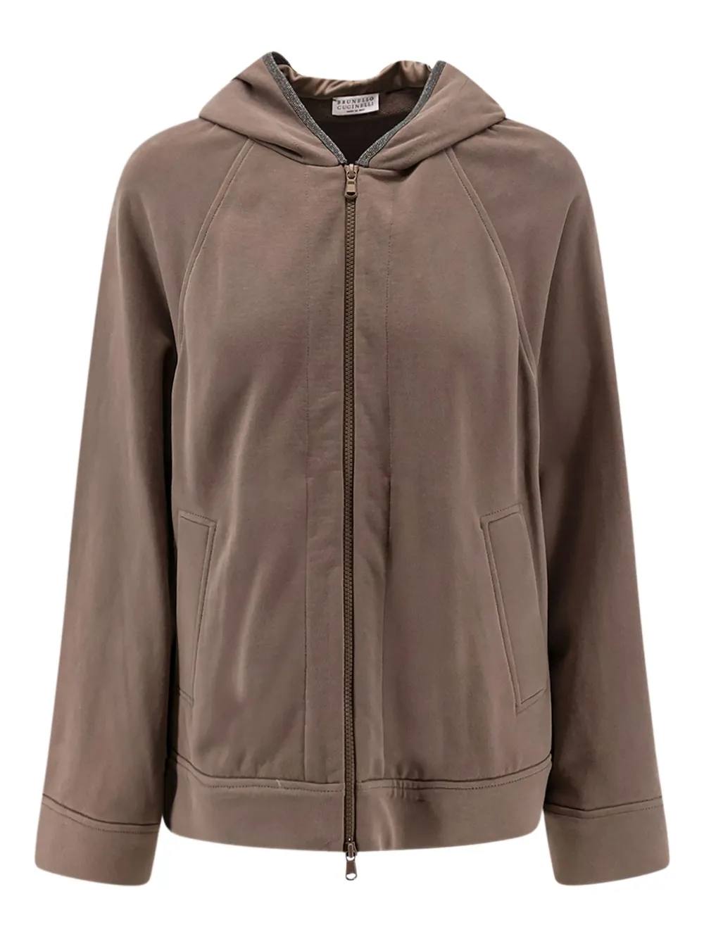 Brunello Cucinelli Hooded Pocket Cotton Hoodie In Brown