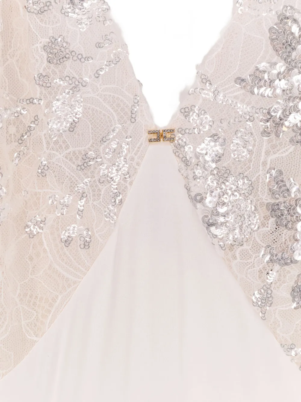 Elisabetta Franchi Midi-jurk met geborduurd kant Wit