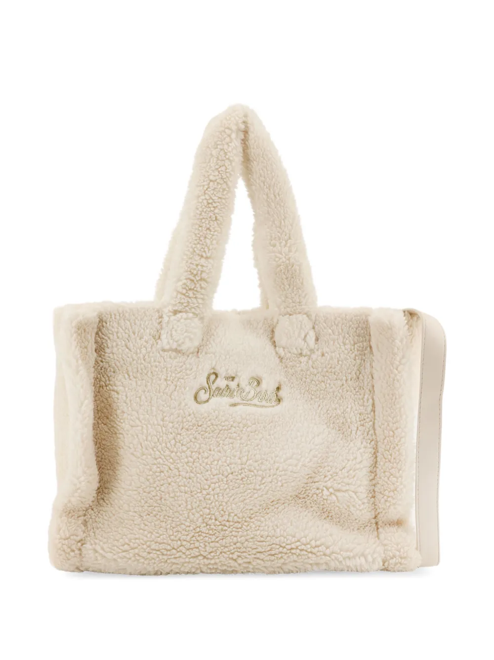 MC2 Saint Barth Colette teddy-texture logo-embroidered shoulder bag - Beige