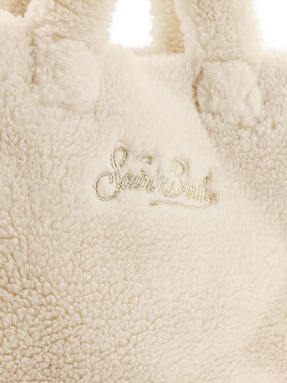 MC2 Saint Barth Colette schoudertas met geborduurd logo en teddytextuur Beige