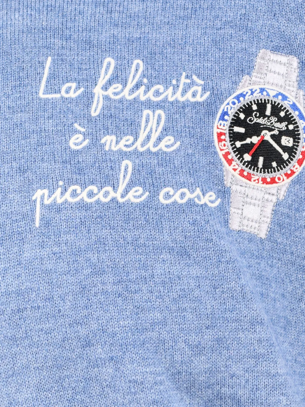 MC2 Saint Barth Trui met ronde hals en borduurwerk Blauw