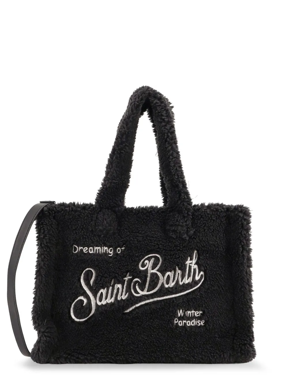 Mc2 Saint Barth Colette Teddy-embroidered Shoulder Bag In Black
