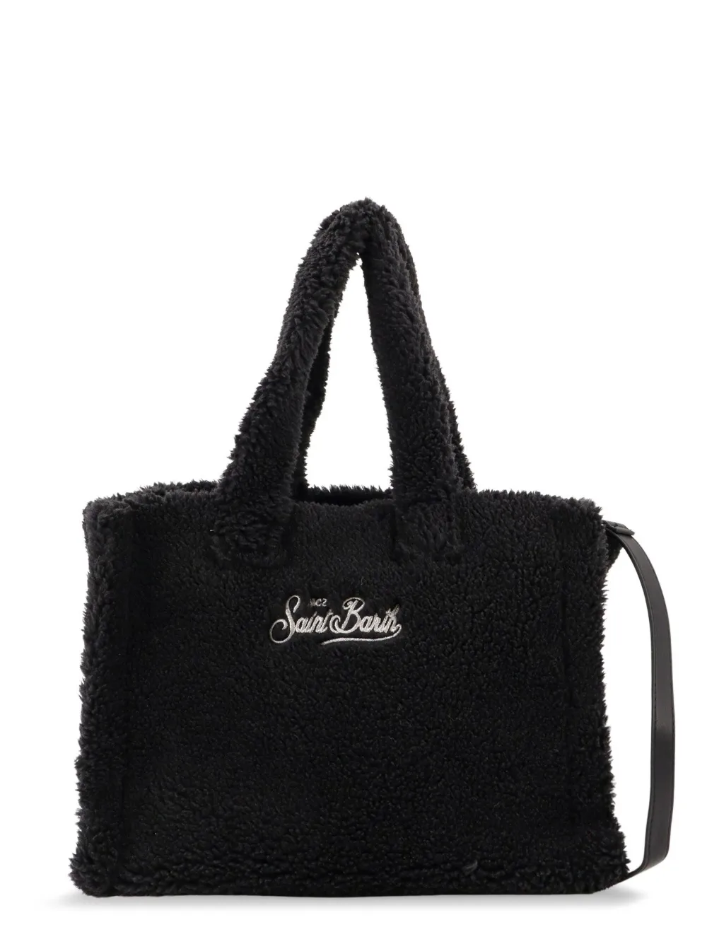 Mc2 Saint Barth Colette Teddy-embroidered Shoulder Bag In Black