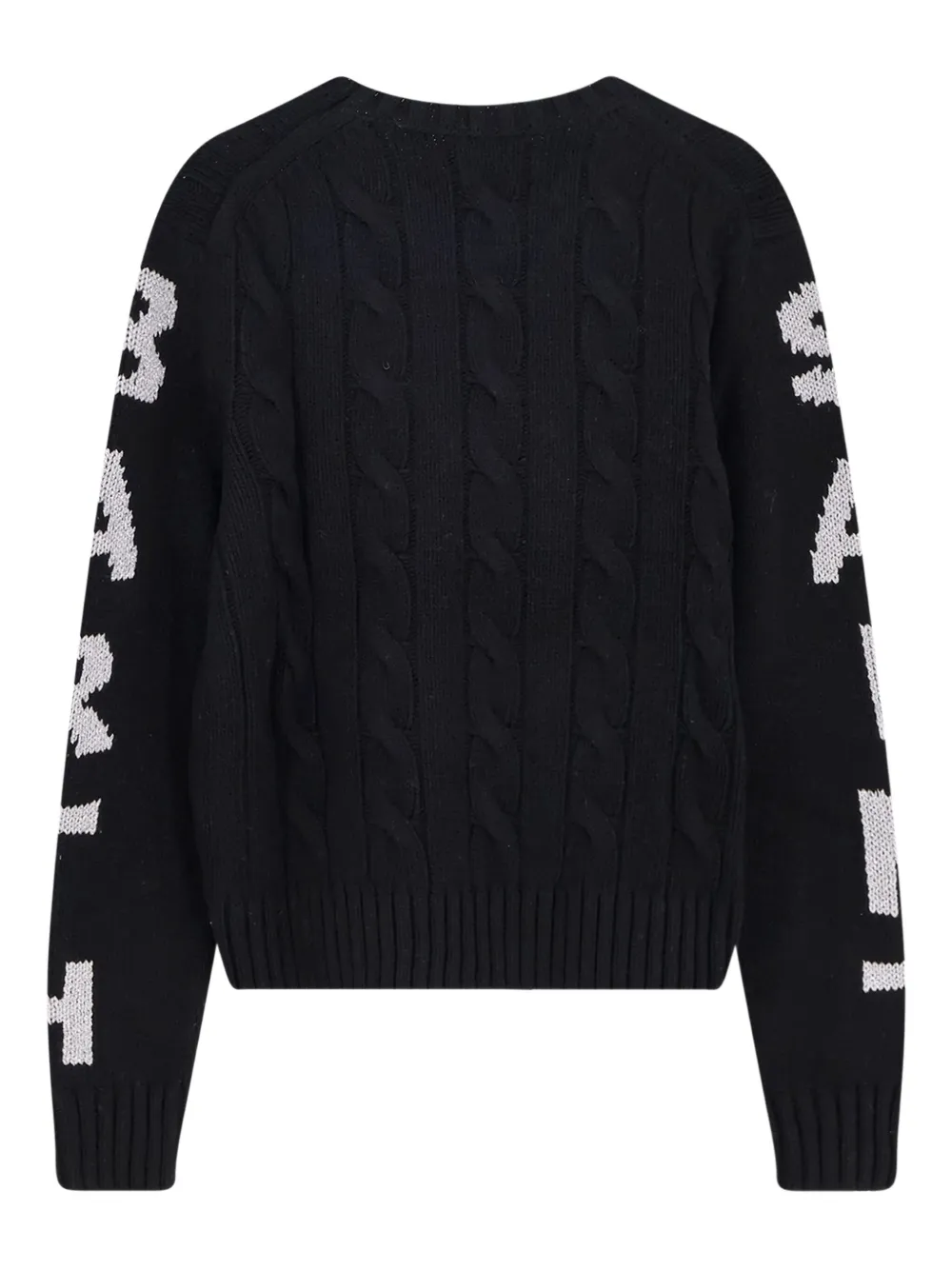 Mc2 Saint Barth Cable-knit Logo Sweater In Black
