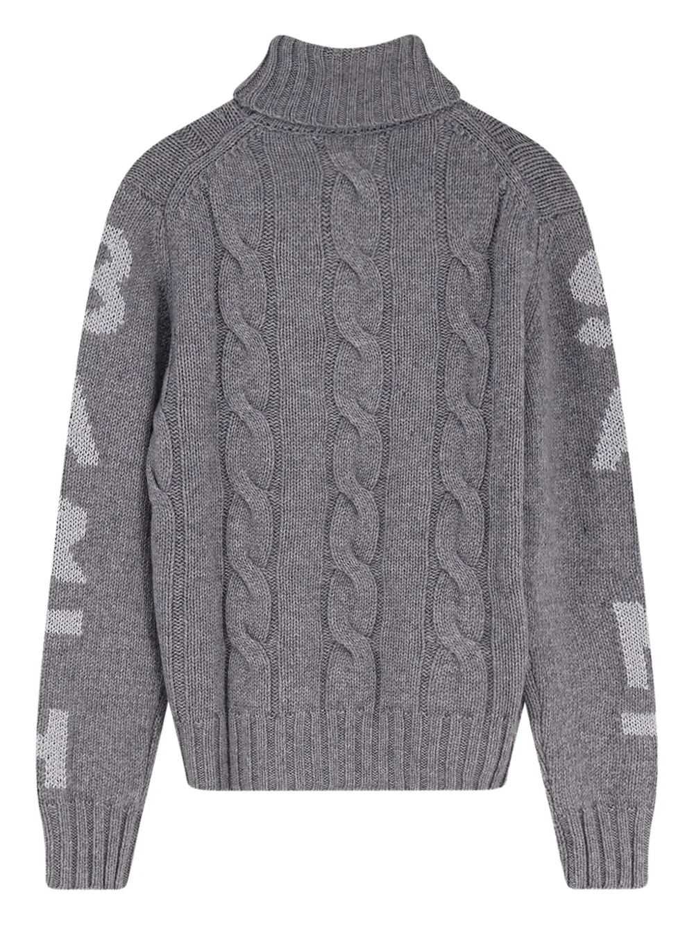 Mc2 Saint Barth Adler Wool Blend Cable Knit Turtleneck Sweater In Gray