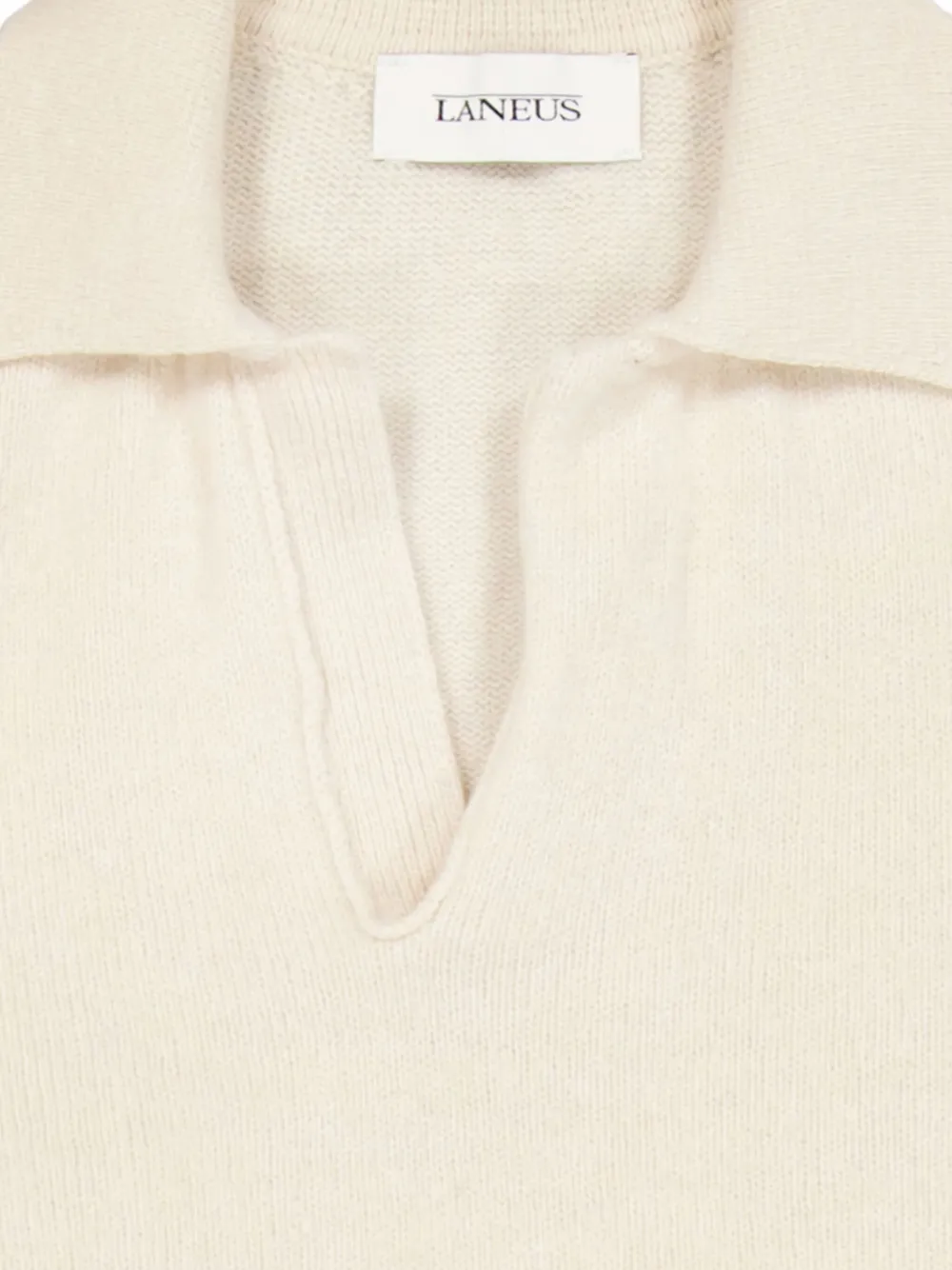 Laneus Ribbed-collar Sweater In Neutral