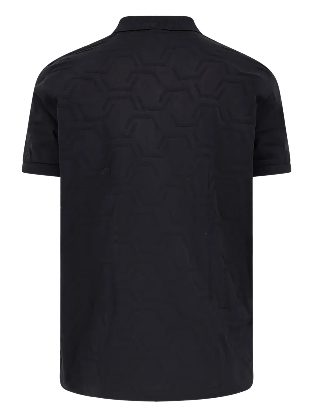 BOSS geometric-pattern three-button polo shirt - Zwart