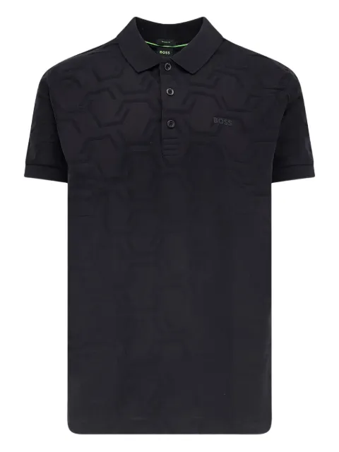 BOSS geometric-pattern three-button polo shirt