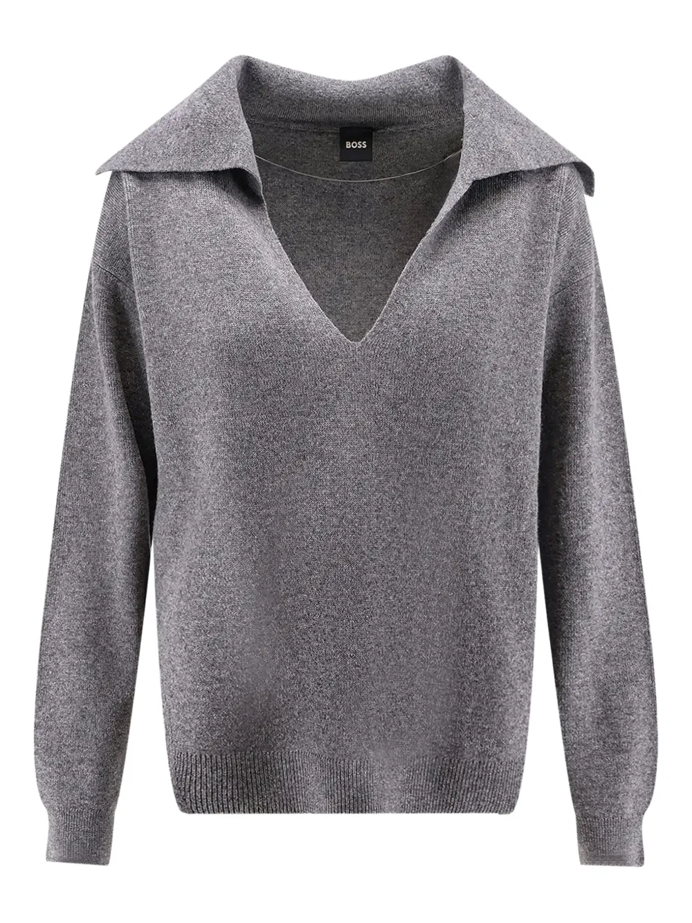 Hugo Boss Maxi Collar Lace Insert Sweater In Gray