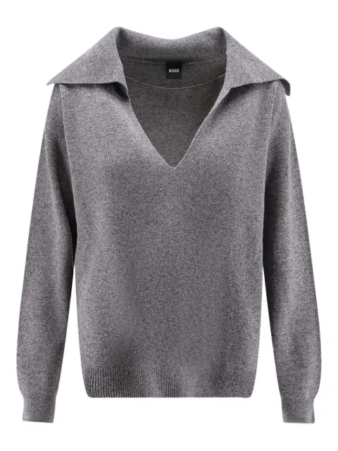 BOSS maxi collar lace insert sweater