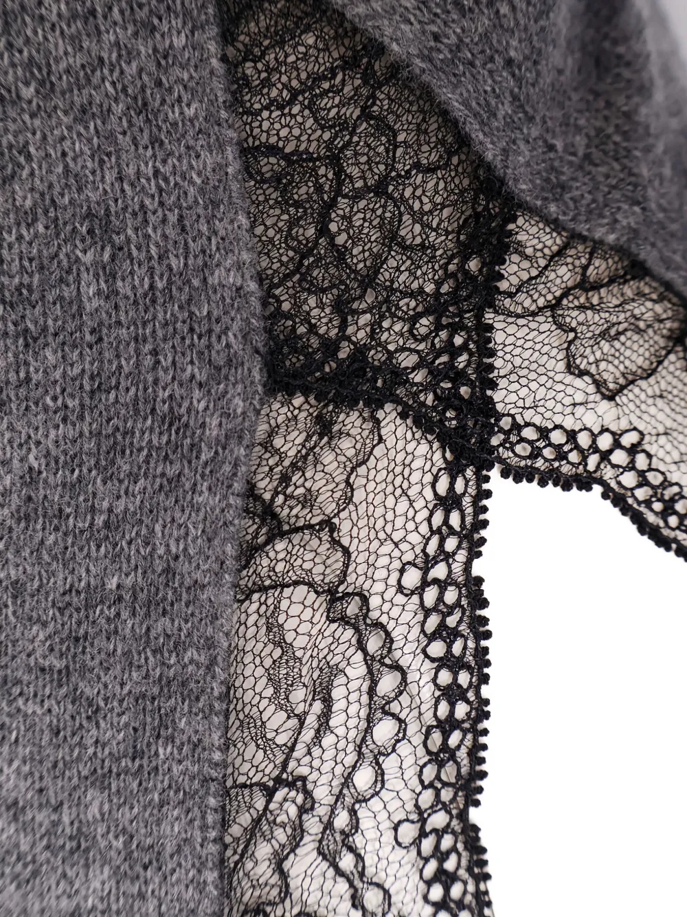 Hugo Boss Maxi Collar Lace Insert Sweater In Gray