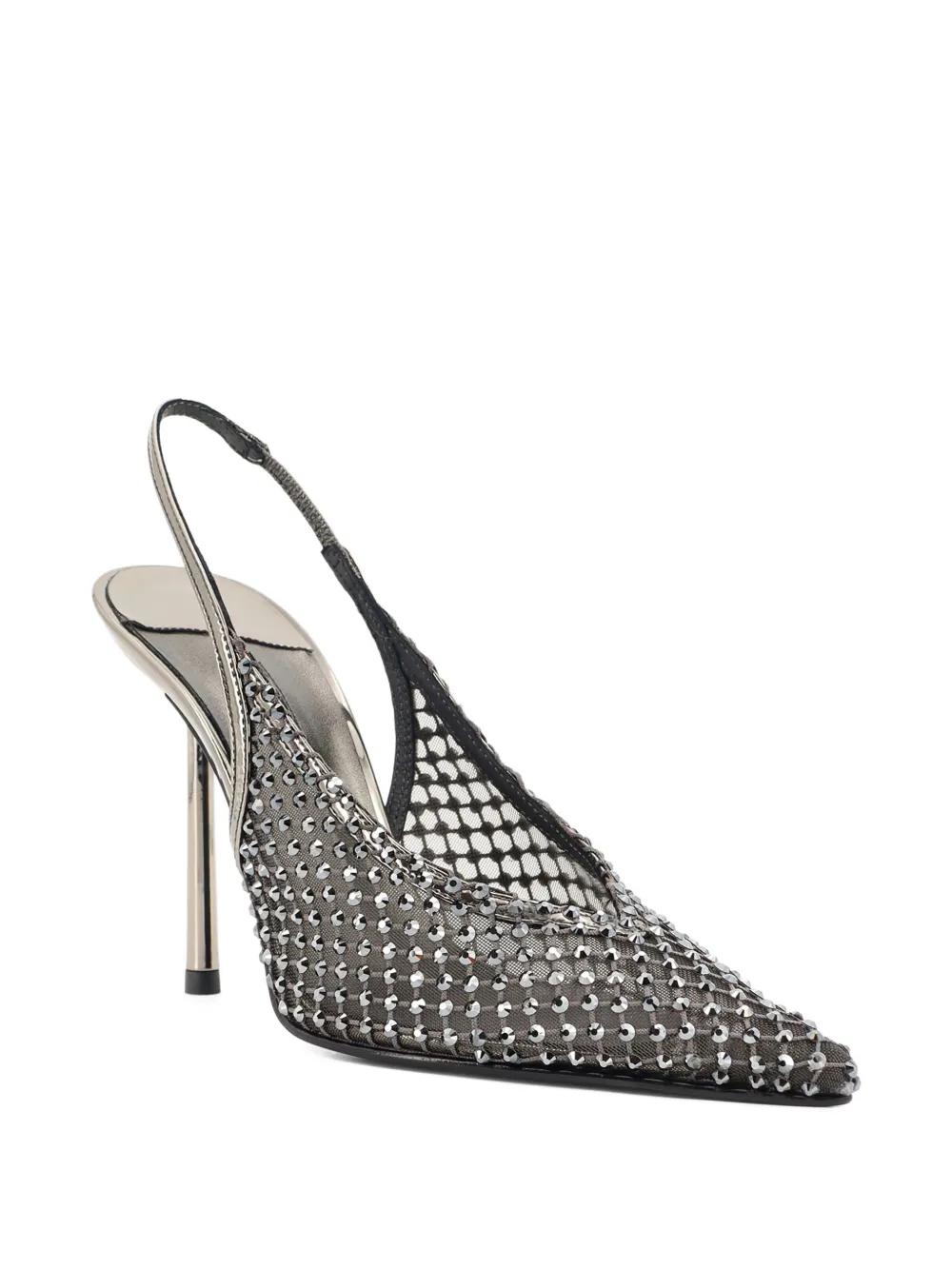 Le Silla 100 mm Gilda slingback pumps met kristallen Wit
