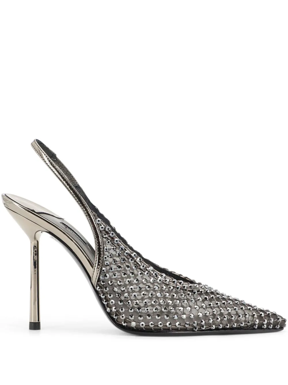 Le Silla 100 mm Gilda slingback pumps met kristallen Wit
