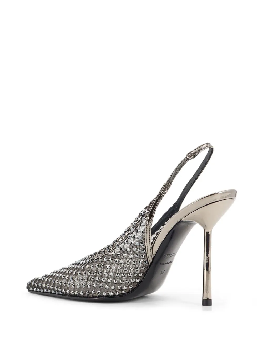 Le Silla 100 mm Gilda slingback pumps met kristallen Wit