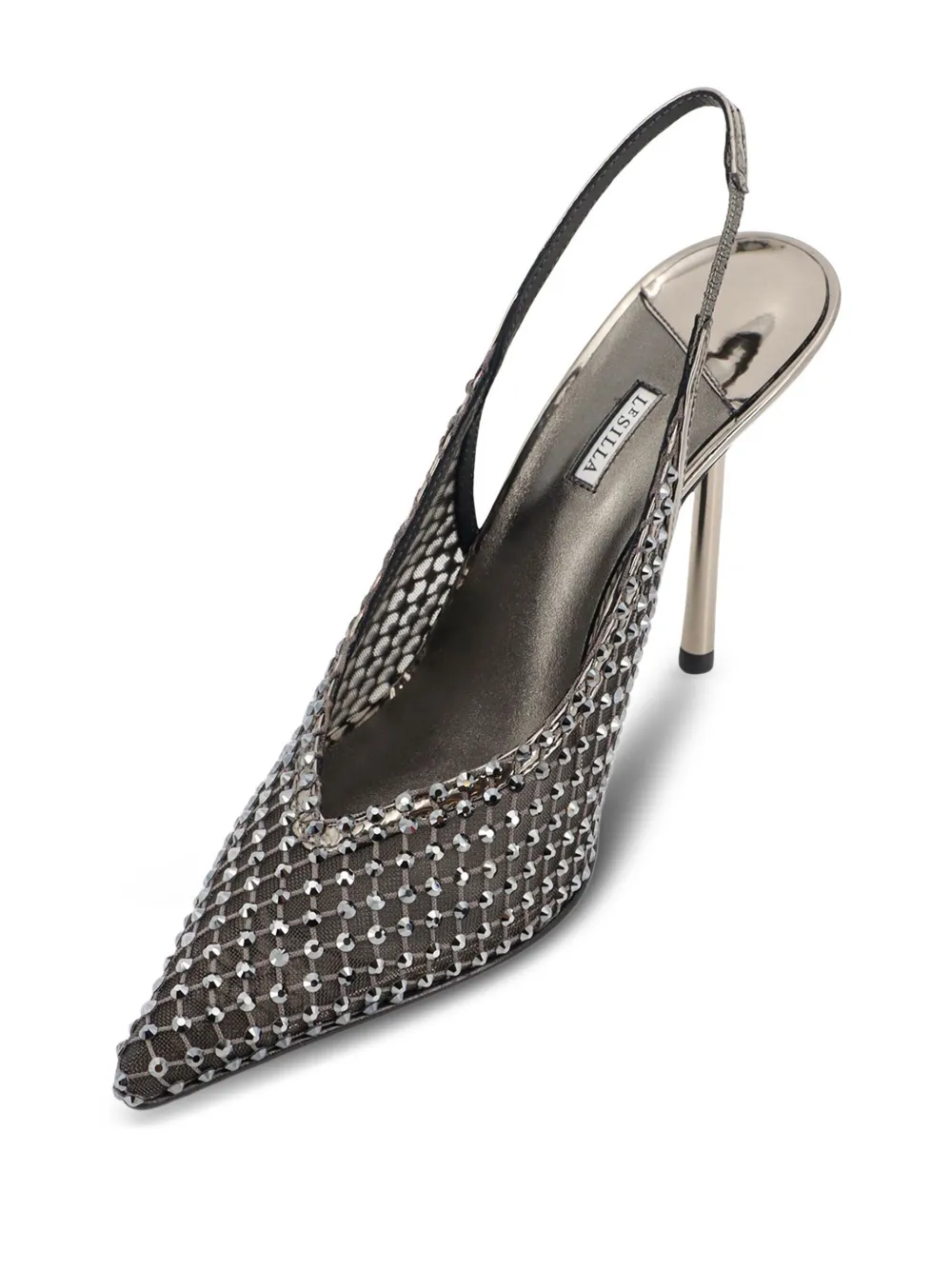 Le Silla 100 mm Gilda slingback pumps met kristallen Wit
