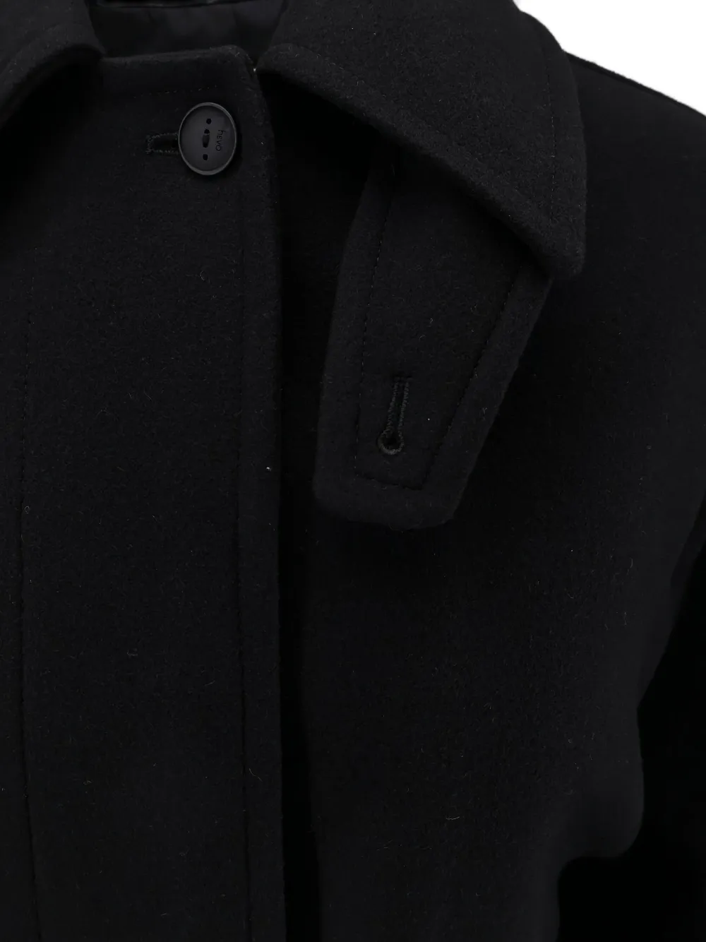 Hevo Pointed-collar Belted Coat In Black