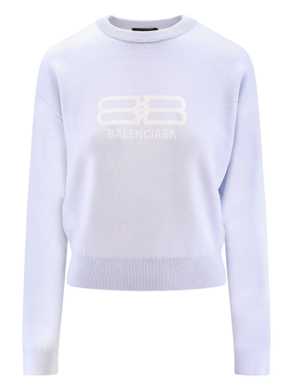 Balenciaga Women Wool And Cotton Blend Sweater In Blue