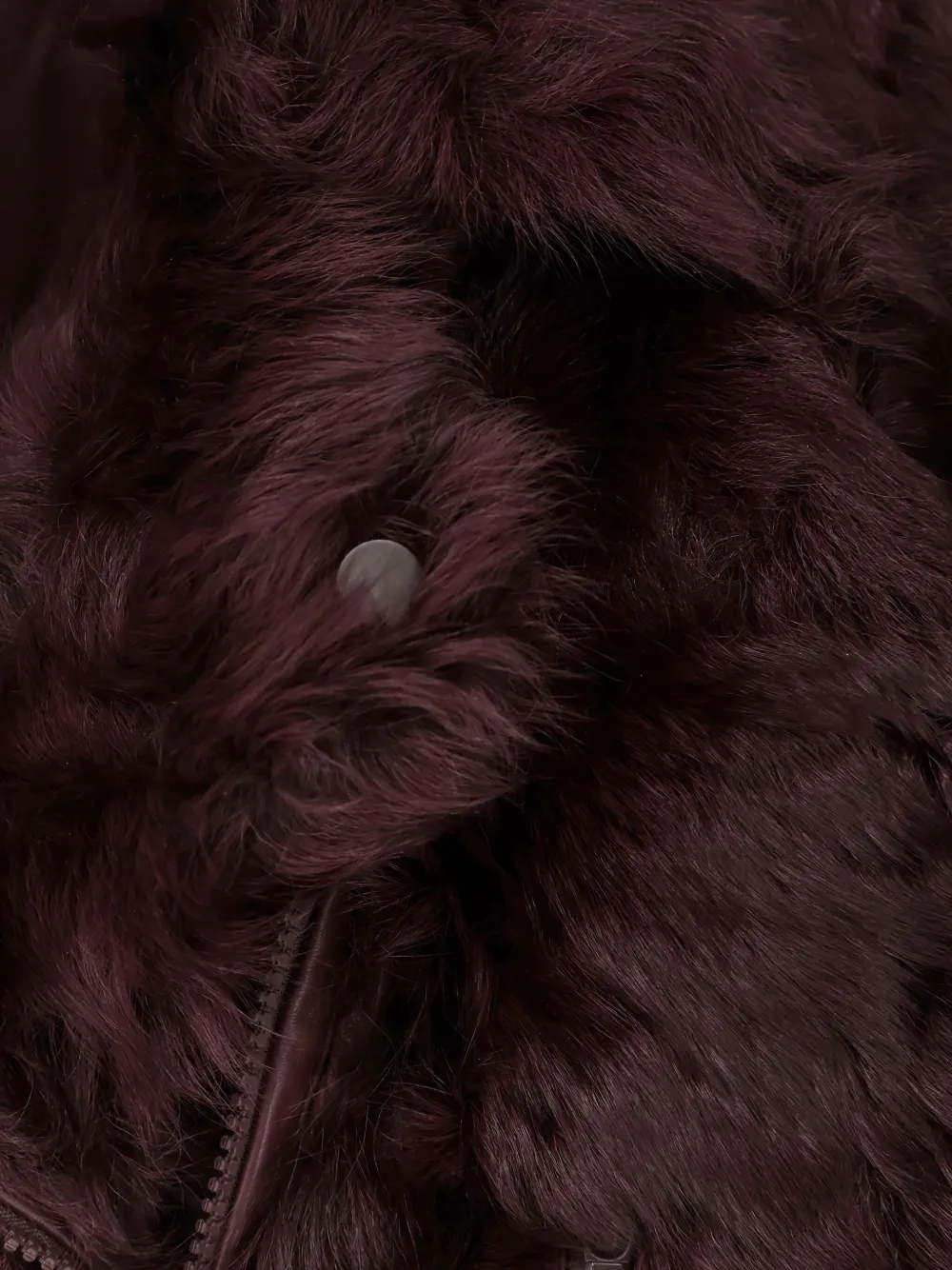 Brunello Cucinelli Asymmetrical-zip Shearling Jacket In Burgundy