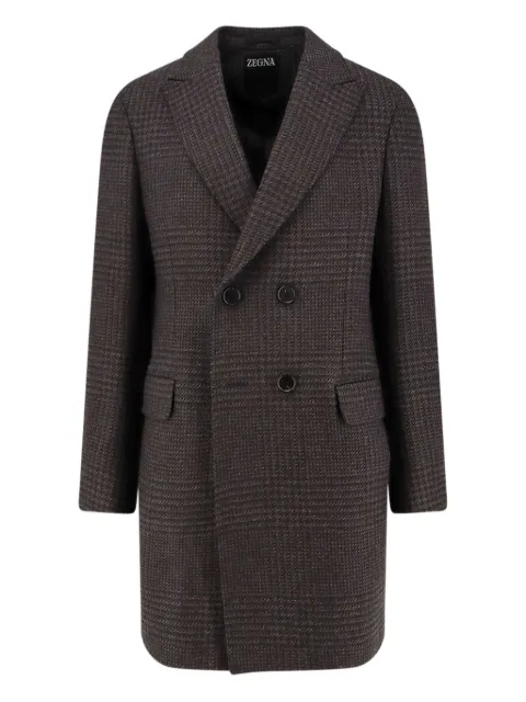 Zegna double-breasted check coat