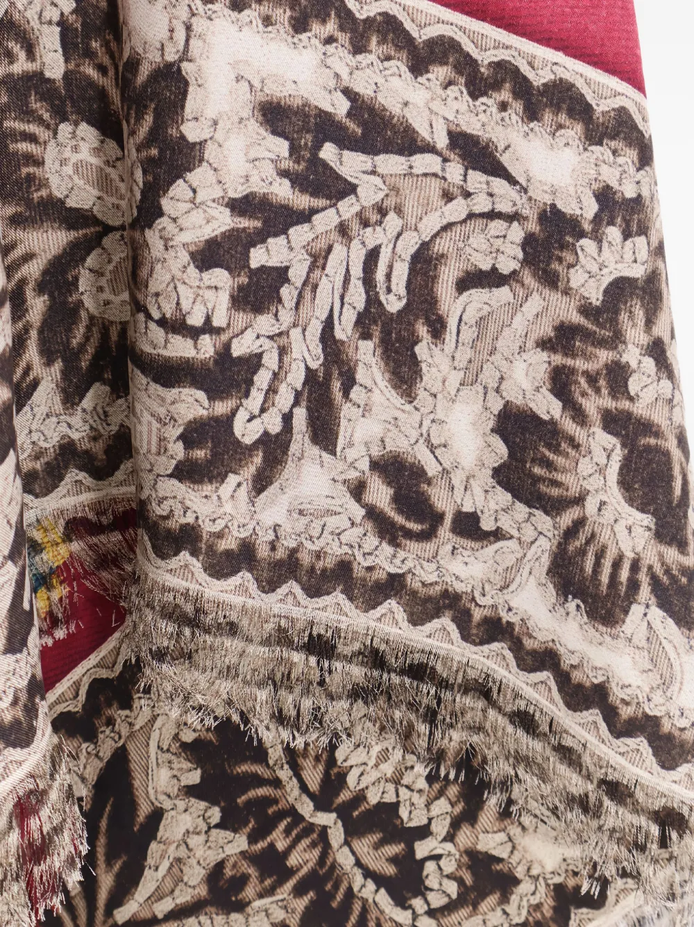 Pierre-Louis Mascia frayed printed scarf - Bruin