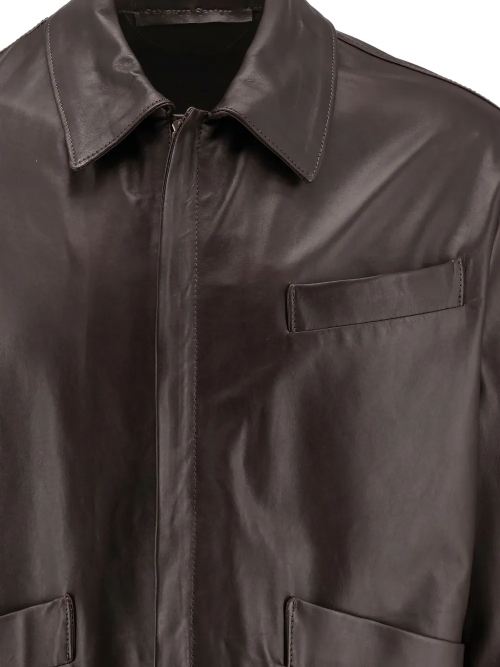 Salvatore Santoro Zipped-cuff Leather Jacket In Brown