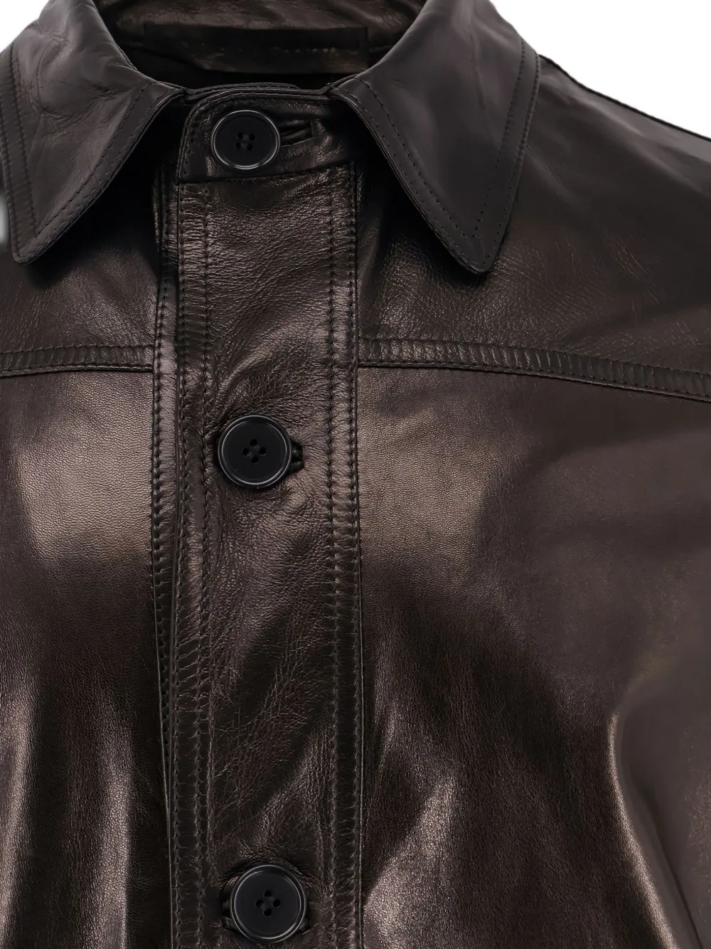 Salvatore Santoro Buttoned Leather Jacket In Brown