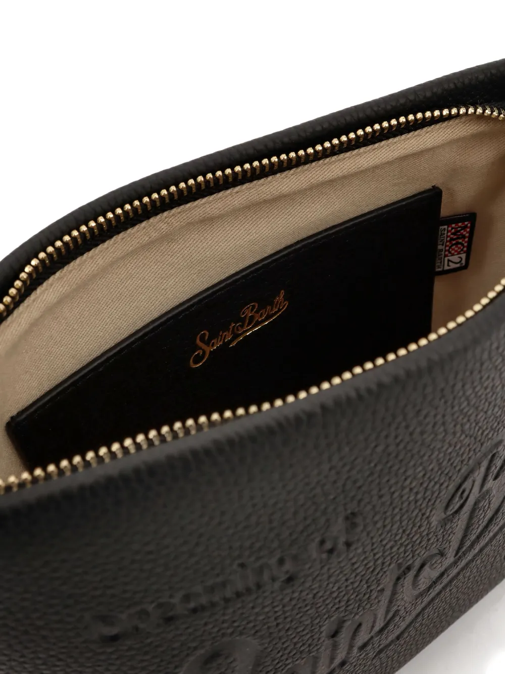 Mc2 Saint Barth Aline Logo-devossed Shoulder Bag In Black