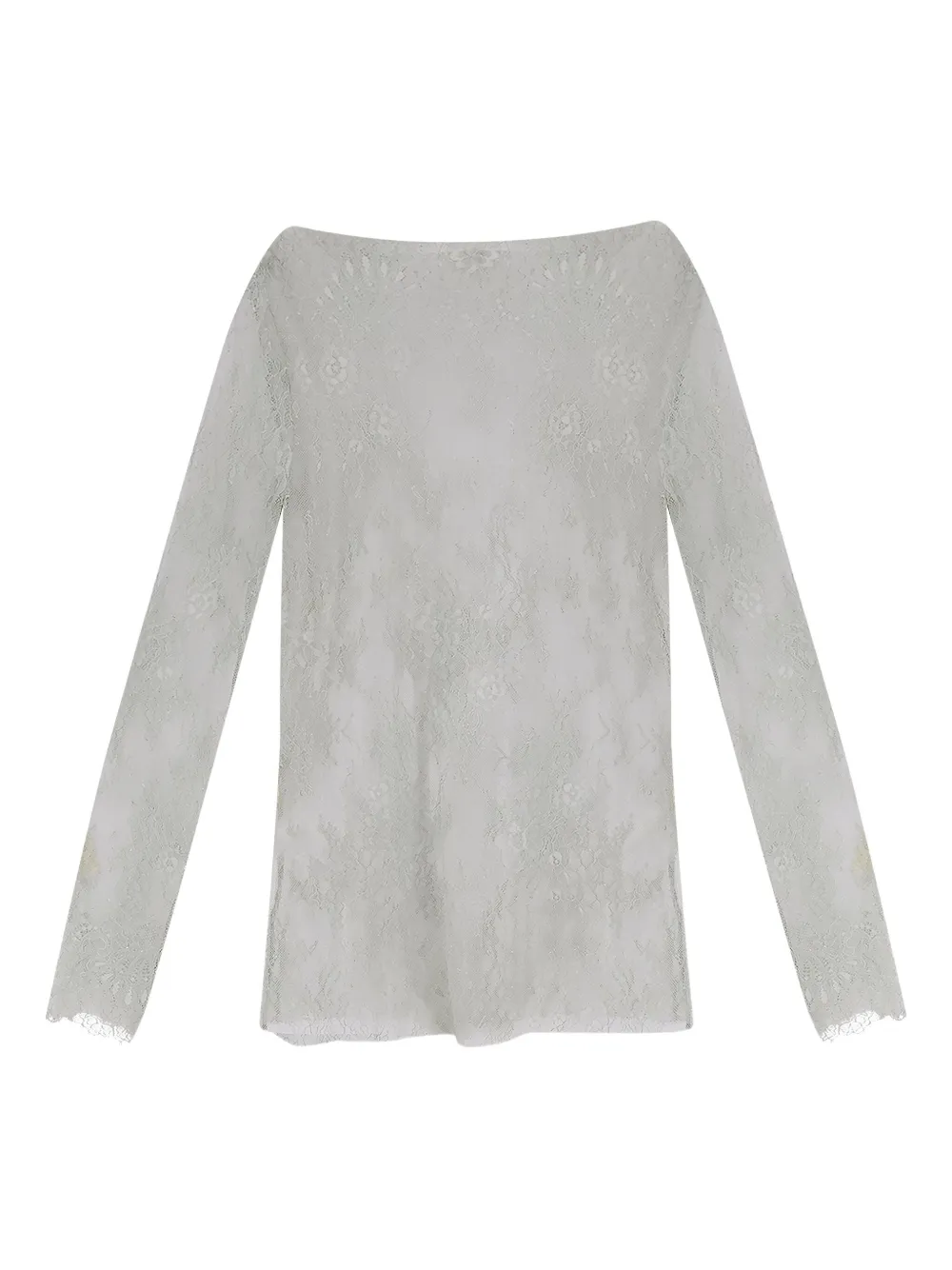 Alberta Ferretti lace long-sleeve shirt - Groen