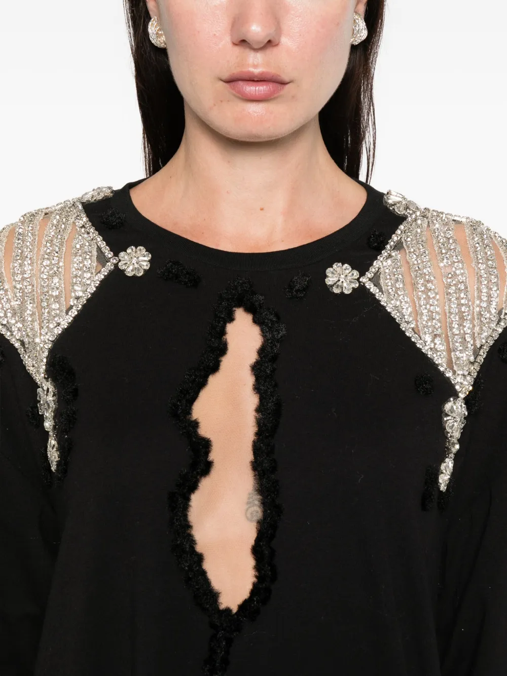 Loulou Mini-jurk verfraaid met veren Zwart