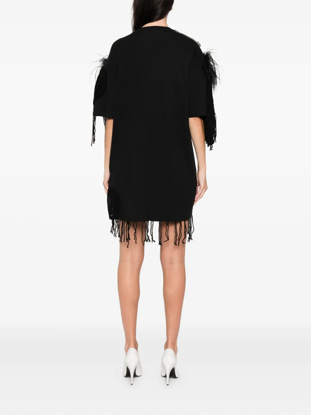Loulou Mini-jurk verfraaid met veren Zwart
