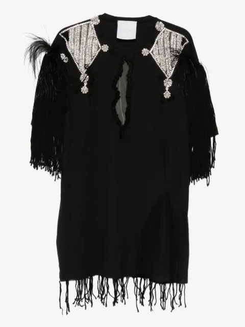 Loulou feather-embellished mini dress