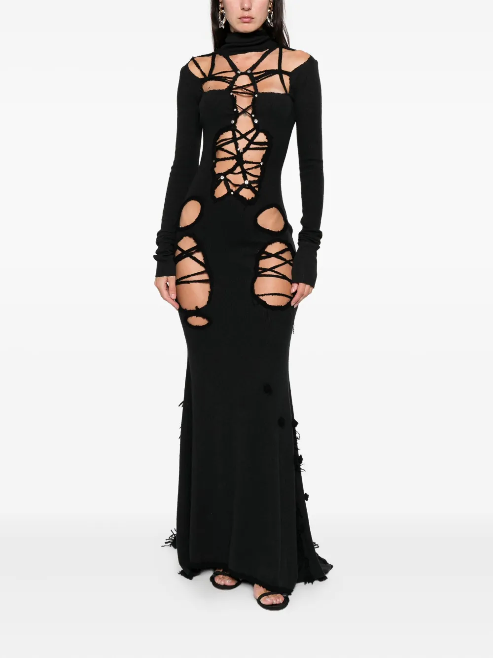 Loulou Verfraaide maxi-jurk met uitgesneden details - Zwart