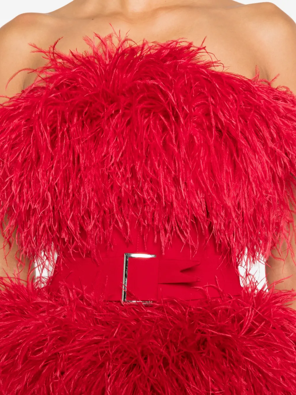 Loulou Studio Faux-fur Mini Dress In Red