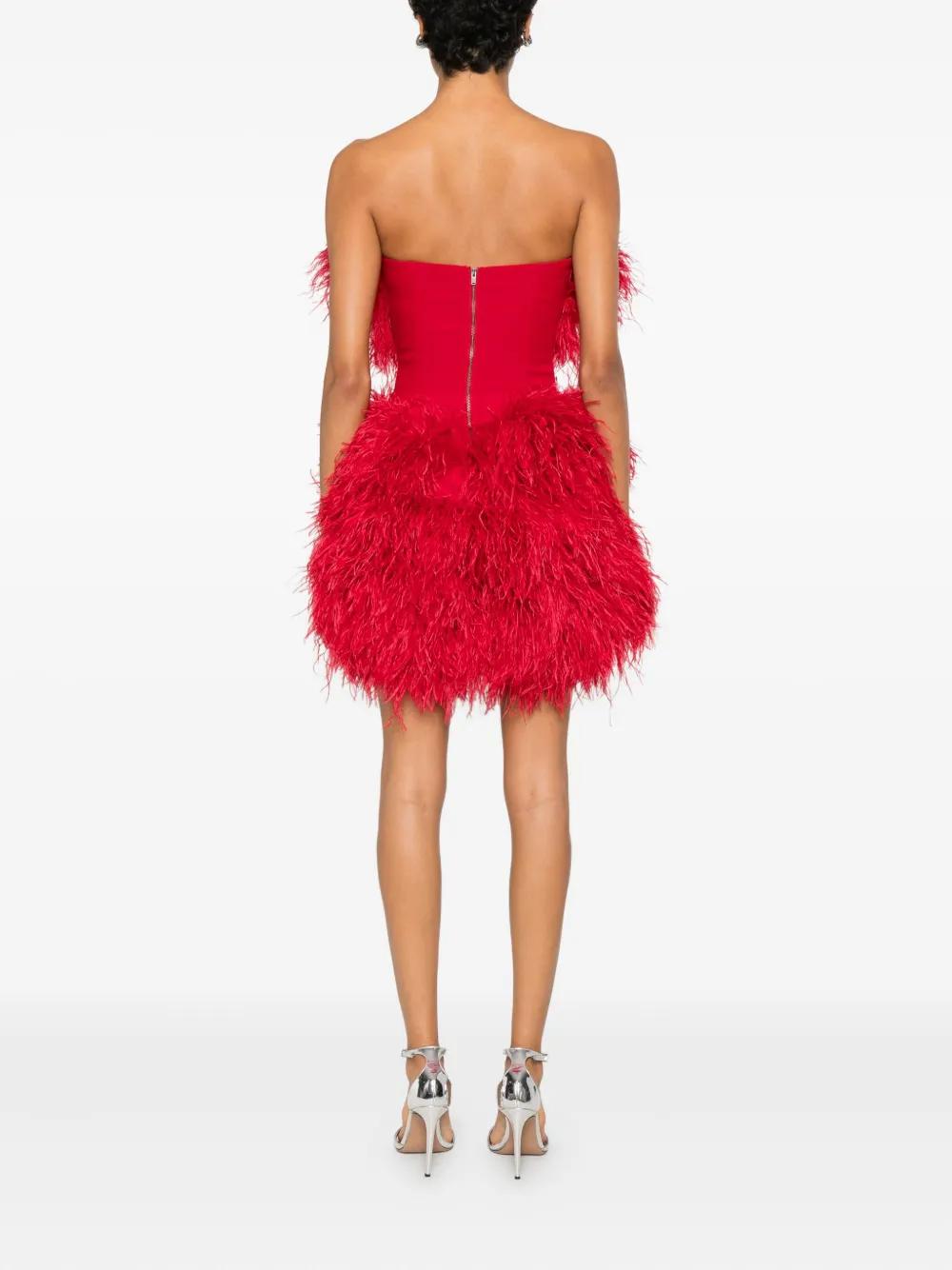Loulou Studio Faux-fur Mini Dress In Red