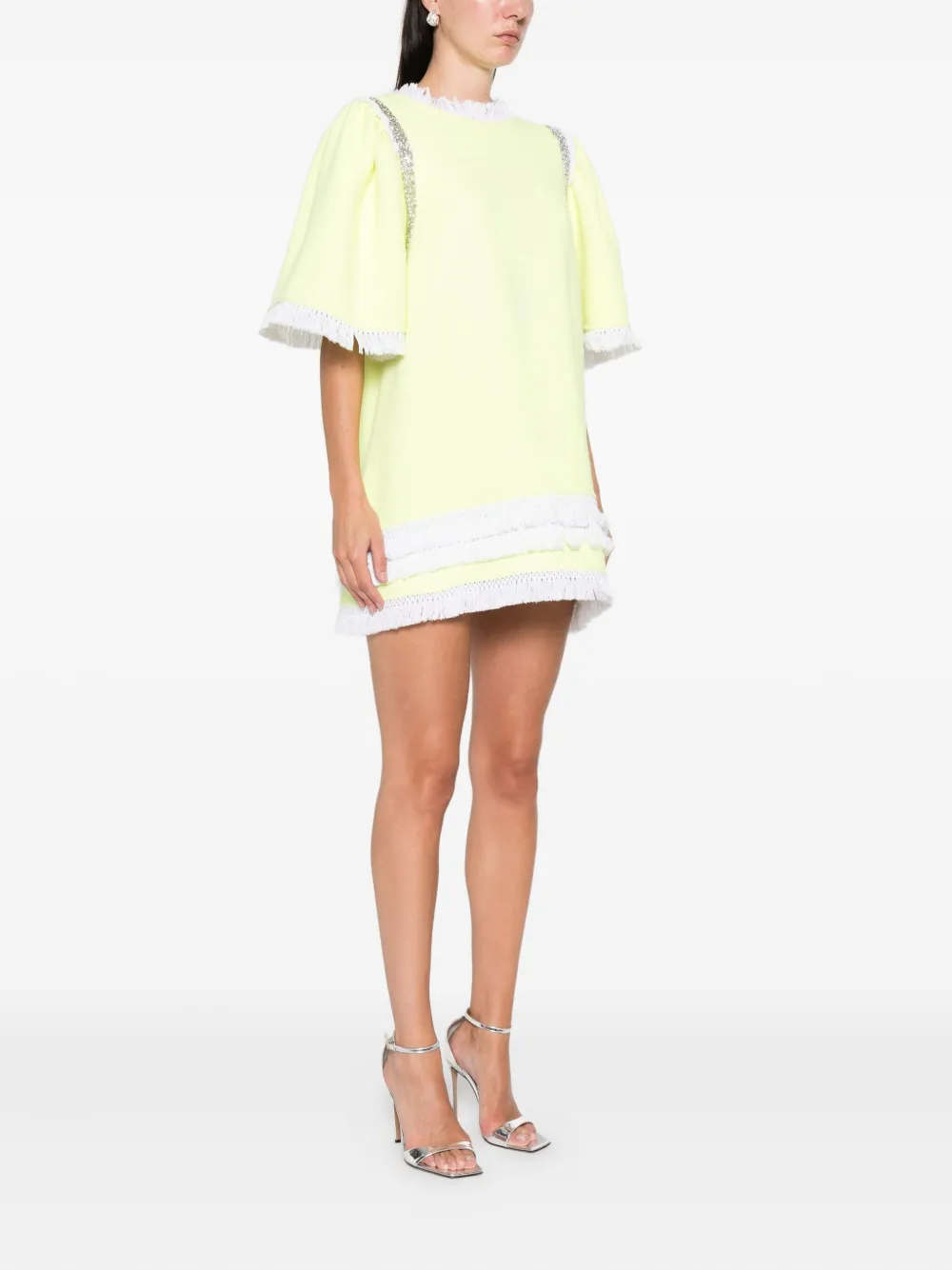 Loulou Mini-jurk met franje Geel