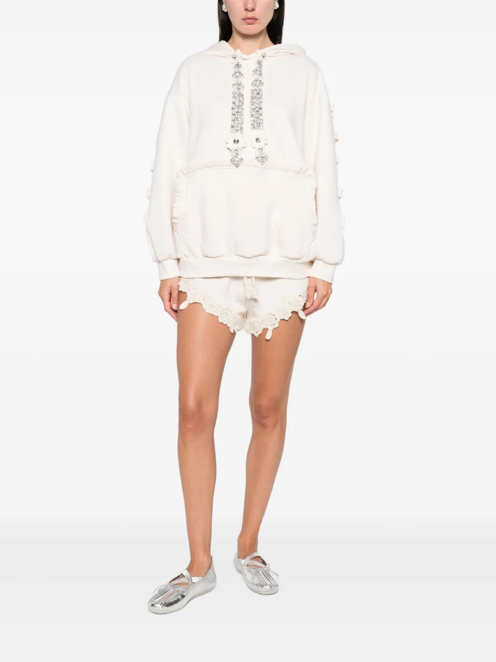 Loulou Studio Jewel-embellished Shorts Set (set Of Two) In Brown